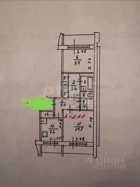 2-к кв. Тверская область, Тверь ул. Можайского, 71 (53.0 м) - Фото 2