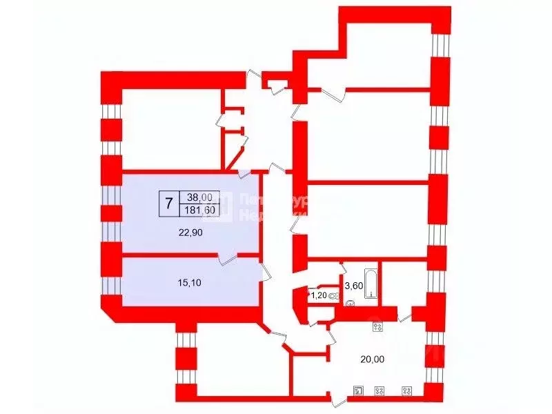 Комната Санкт-Петербург ул. Чайковского, 24 (38.0 м) - Фото 2