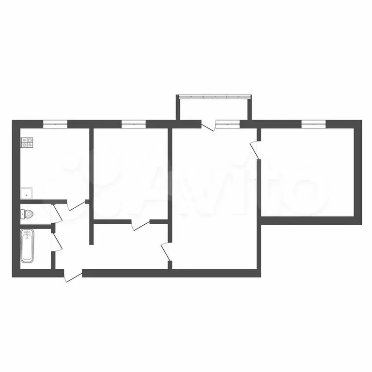 3-к. квартира, 52,9 м, 1/5 эт. - Фото 0