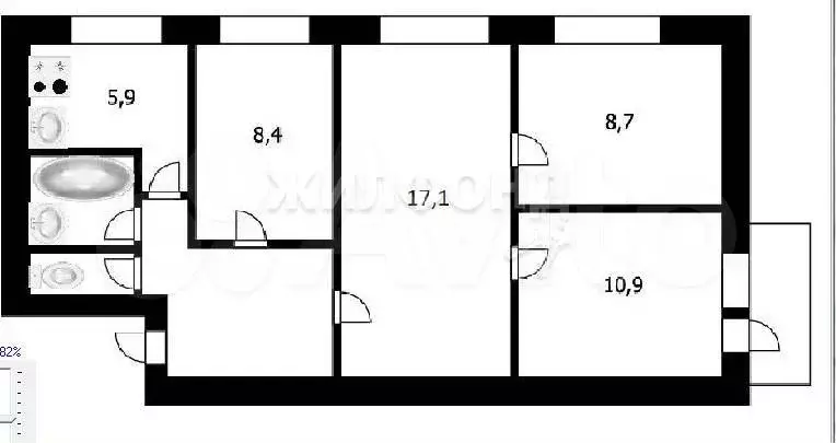 4-к. квартира, 62,2 м, 5/5 эт. - Фото 0