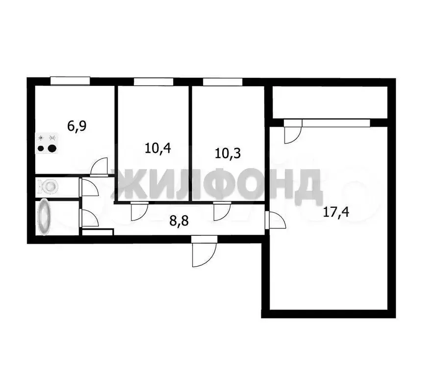 3-к. квартира, 57,7 м, 5/9 эт. - Фото 0