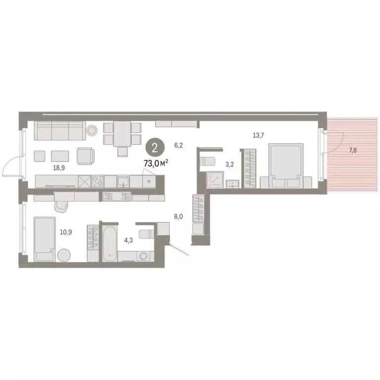 2-комнатная квартира: Новосибирский район, рабочий посёлок Краснообск, ... - Фото 2