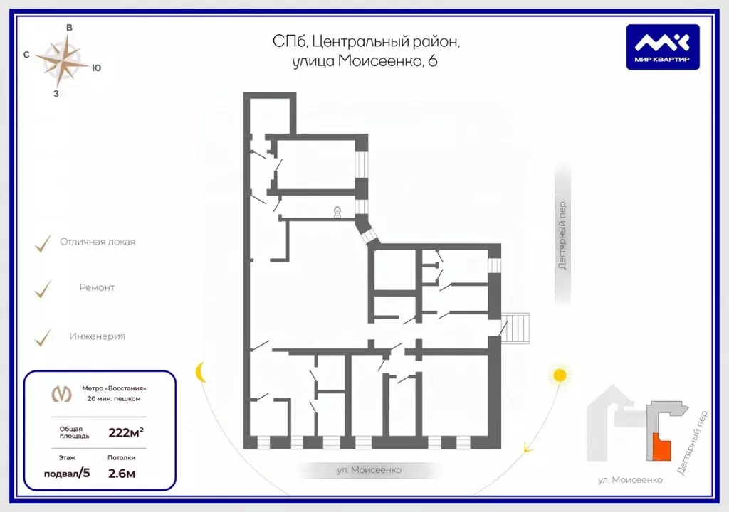 Помещение свободного назначения в Санкт-Петербург ул. Моисеенко, 6 ... - Фото 2