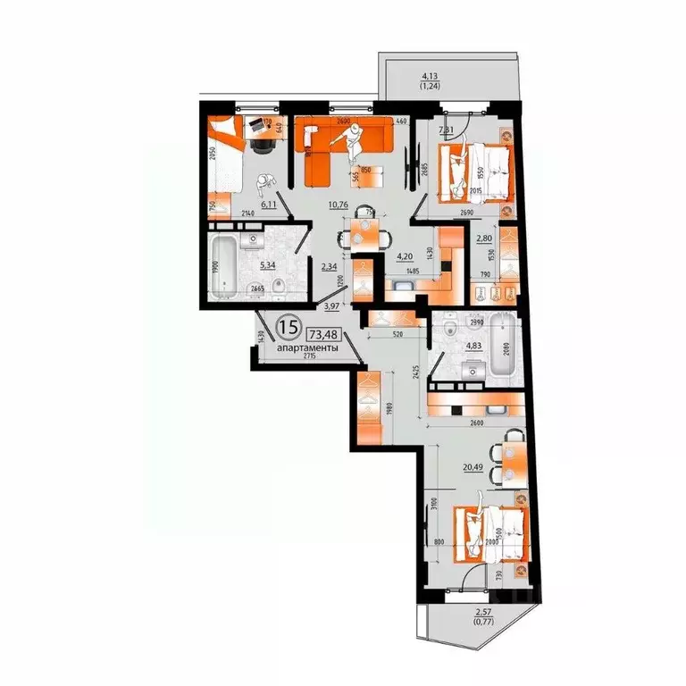 1-к кв. Приморский край, Владивосток Санрайс жилой комплекс (71.47 м) - Фото 1