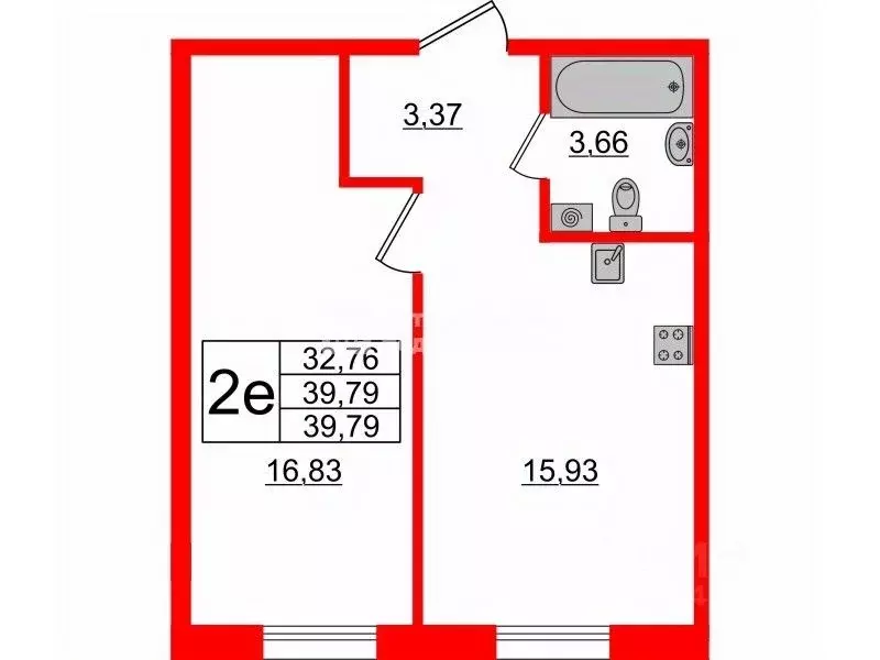 1-к кв. Санкт-Петербург ул. Матроса Железняка, 1А (41.0 м) - Фото 1