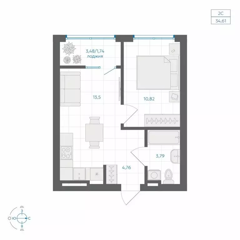 1-комнатная квартира: Челябинский городской округ, посёлок ... - Фото 1