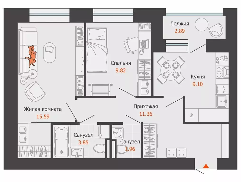 2-комнатная квартира: Ульяновск, жилой комплекс Город Новаторов, 5 (53 ... - Фото 1