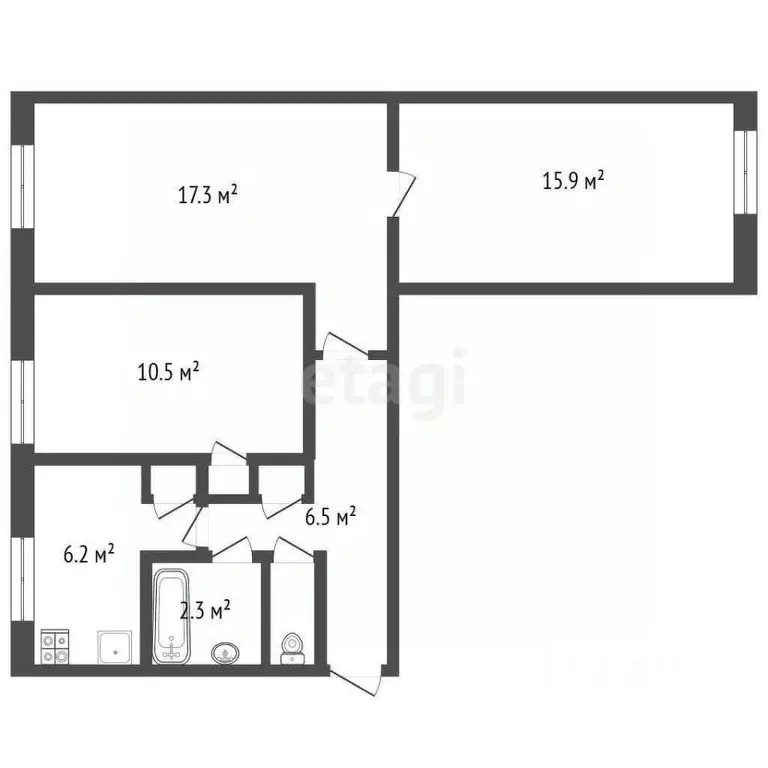 3-к кв. Забайкальский край, Оловянная пгт ул. Гагарина, 25 (60.3 м) - Фото 2
