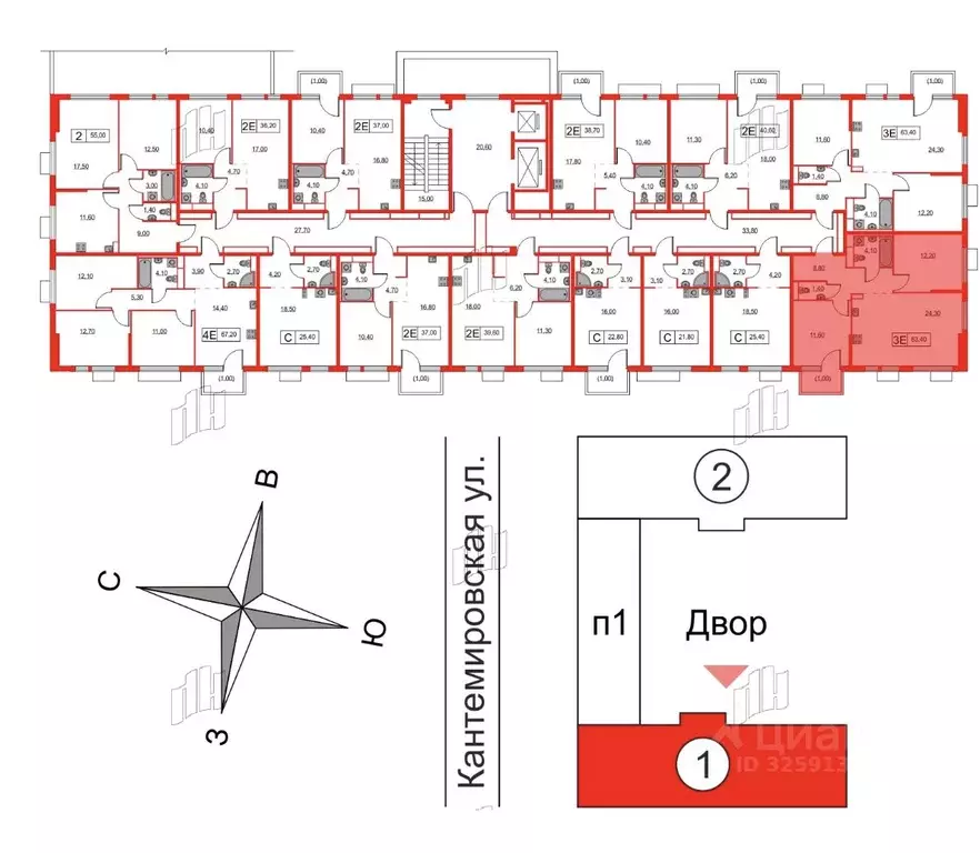 2-к кв. Санкт-Петербург Большой Сампсониевский просп., 69к1 (63.4 м) - Фото 1