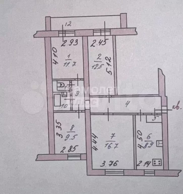 4-к. квартира, 75,8 м, 3/9 эт. - Фото 0