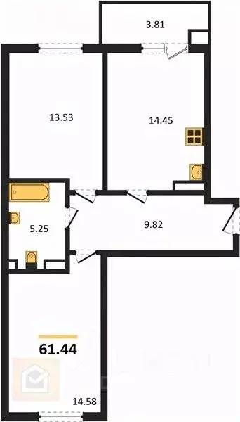 2-к кв. Крым, Симферополь ул. Козлова, 41 (58.1 м) - Фото 1