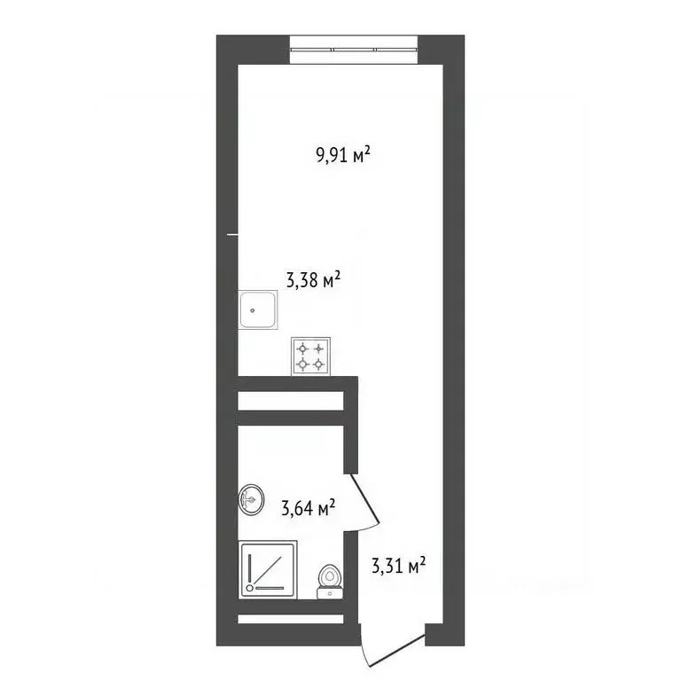 Студия Башкортостан, Уфа просп. Октября, 75 (20.5 м) - Фото 2