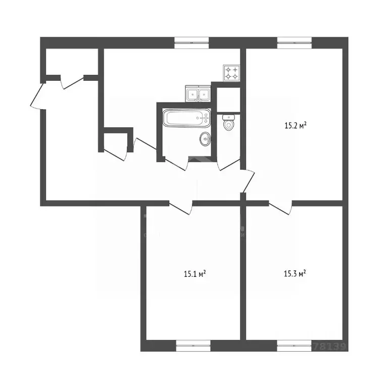 3-к кв. Санкт-Петербург Серебристый бул., 15 (74.8 м) - Фото 1