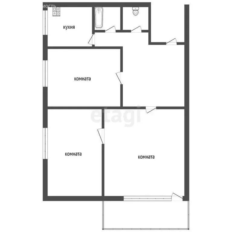 3-комнатная квартира: Троицк, Сибирская улица, 24 (51 м) - Фото 1