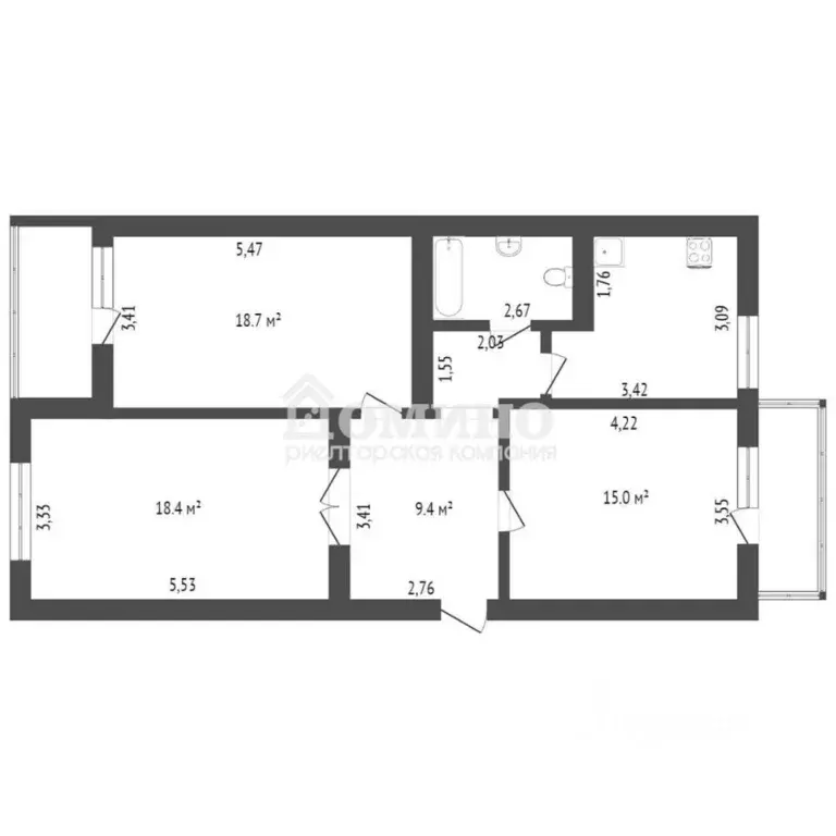 3-к кв. Тюменская область, Тюмень ул. Салтыкова-Щедрина, 34 (78.1 м) - Фото 2