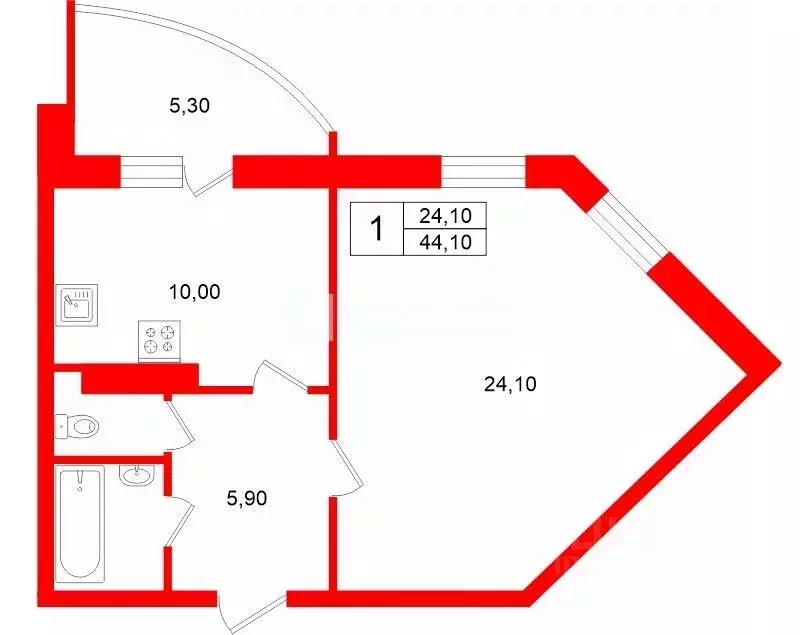1-к кв. Санкт-Петербург Ленинский просп., 111к2 (44.1 м) - Фото 2