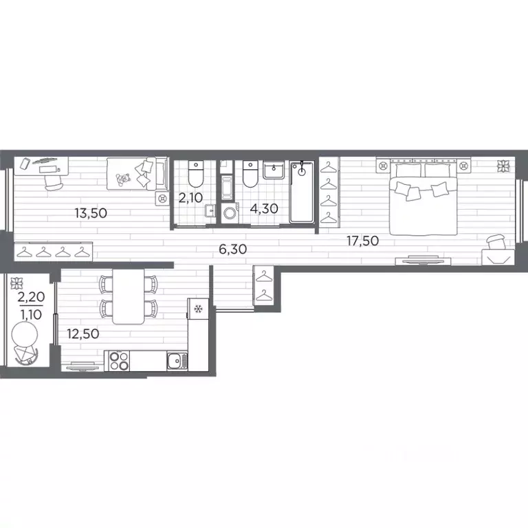 2-к кв. Санкт-Петербург Плюс Пулковский жилой комплекс (57.3 м) - Фото 1