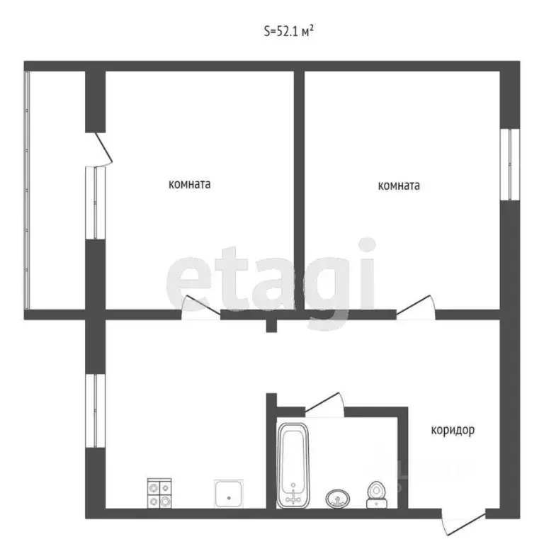 2-к кв. Коми, Ухта пос. УРМЗ, ул. Печорская, 10 (52.1 м) - Фото 1