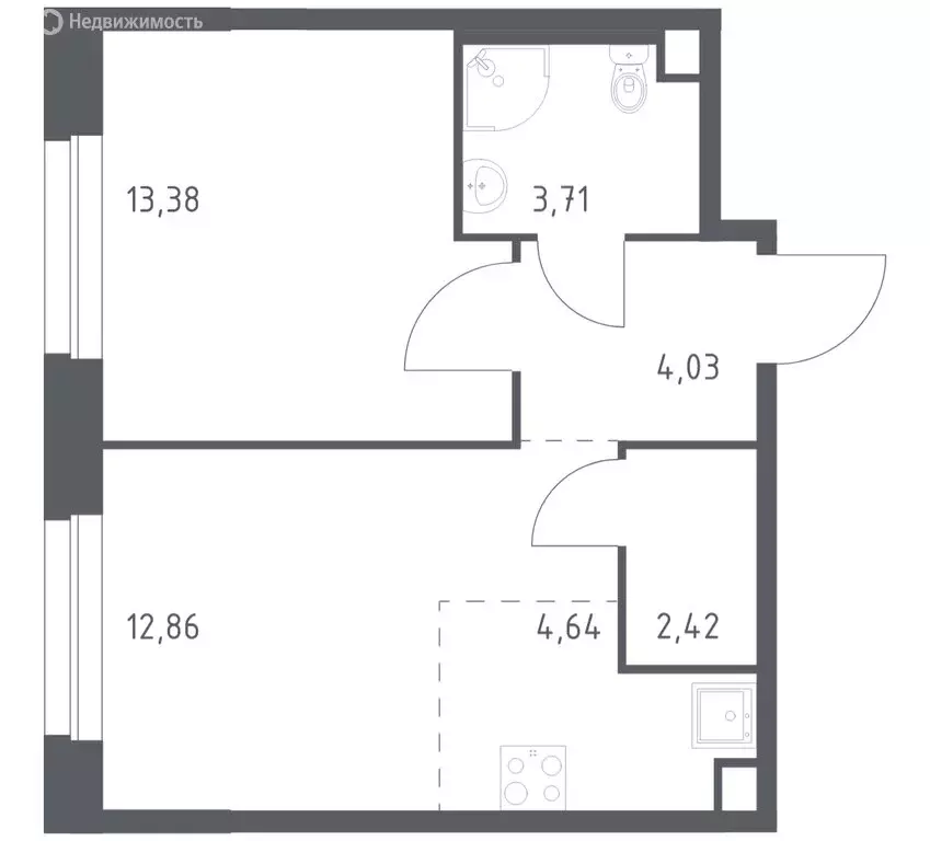 1-комнатная квартира: деревня Столбово, ЖК Эко Бунино, 13 (41.04 м) - Фото 1