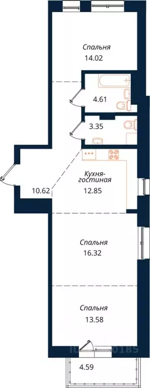 3-к кв. Иркутская область, Иркутск ул. Юрия Левитанского, 16/1 (80.2 ... - Фото 1