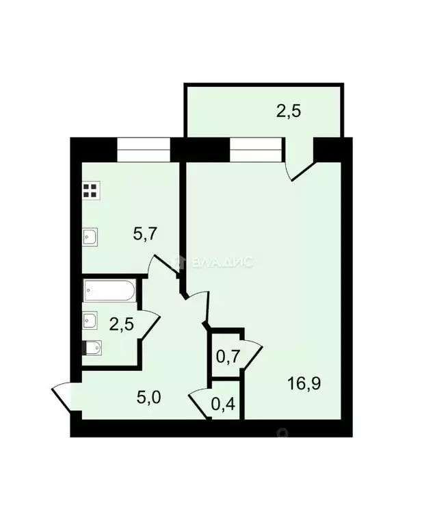 1-к кв. Санкт-Петербург просп. Стачек, 136 (31.2 м) - Фото 1