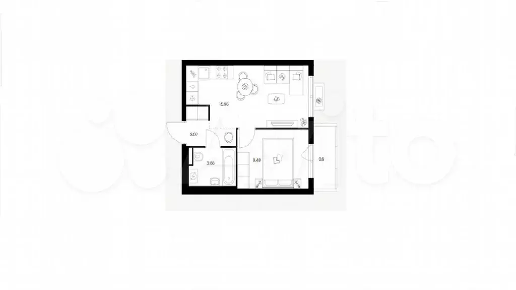 1-к. квартира, 33,5 м, 4/24 эт. - Фото 0