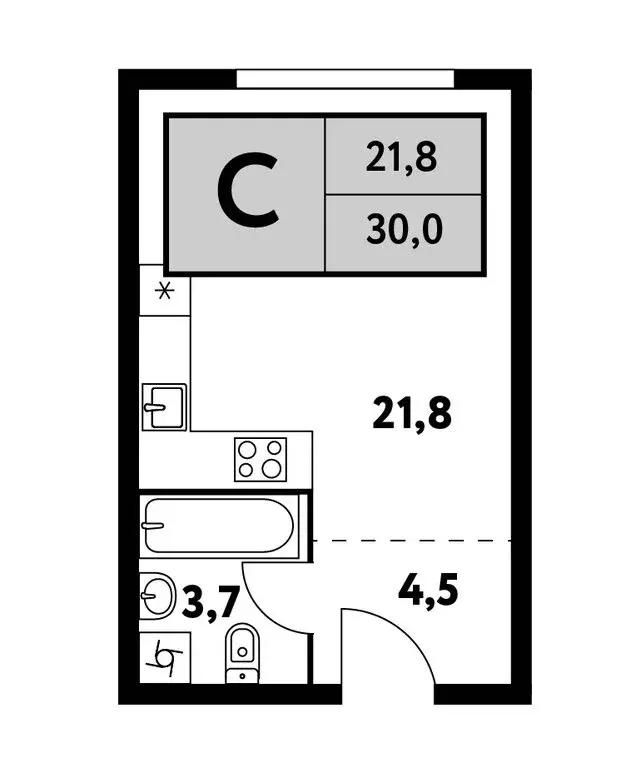 Квартира-студия: Москва, Фестивальная улица, 15к4 (26.6 м) - Фото 0