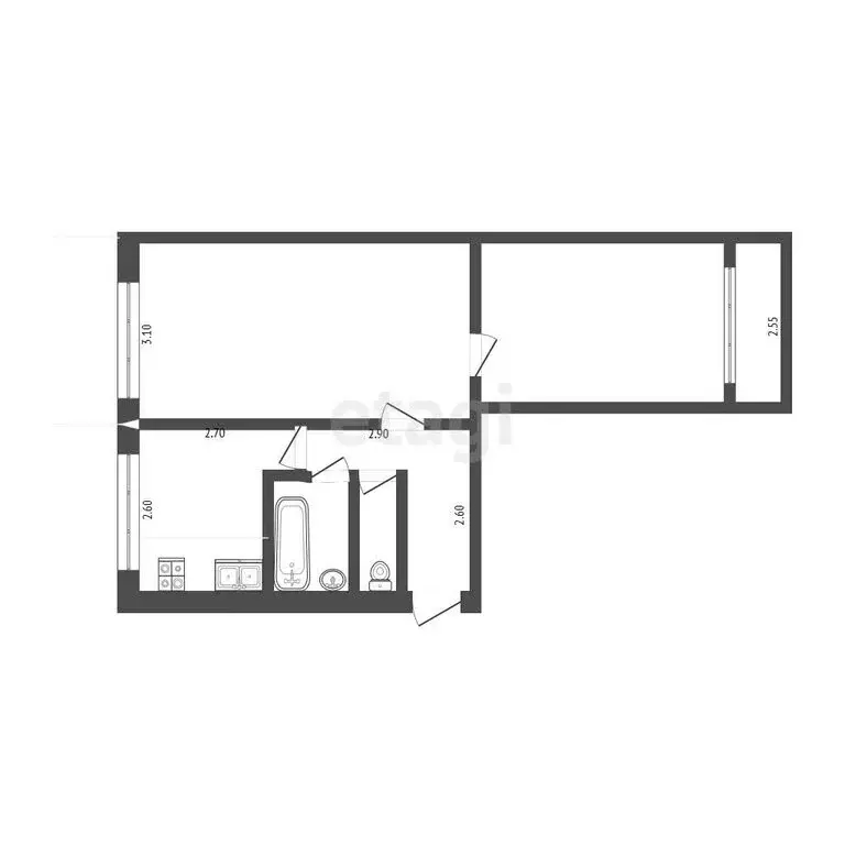 2-комнатная квартира: Симферополь, Киевская улица, 134 (43 м) - Фото 1