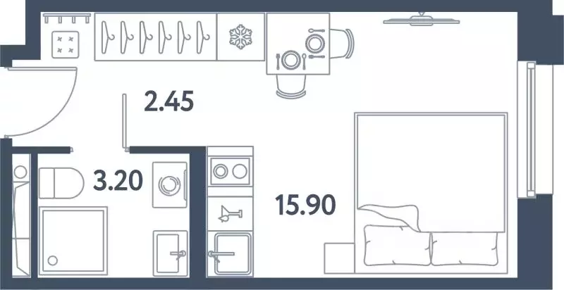 Студия Санкт-Петербург Московское ш., 13ЖЗ (21.55 м) - Фото 0