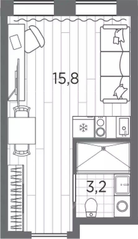 Студия Санкт-Петербург просп. Стачек, 62Е (19.0 м) - Фото 0