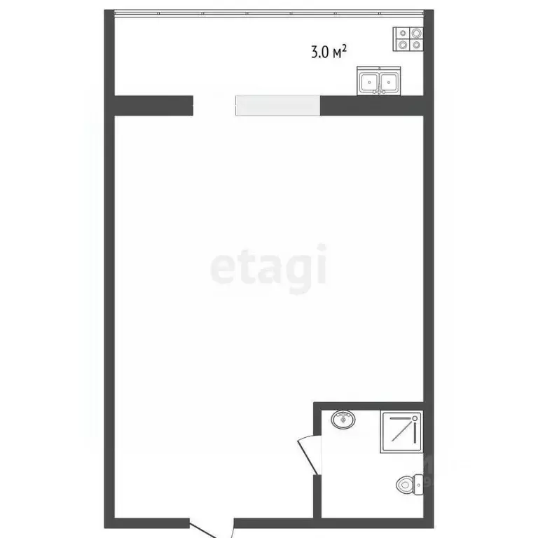 Студия Тюменская область, Тюмень ул. Мельникайте, 113 (15.2 м) - Фото 1