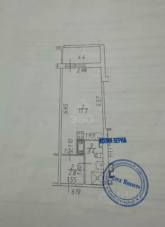 Студия Санкт-Петербург ул. Бориса Шмелева, 5 (24.0 м) - Фото 2