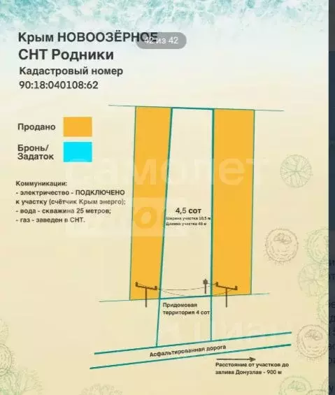 Участок в Крым, Евпатория городской округ, Новоозерное пгт пл. ... - Фото 1