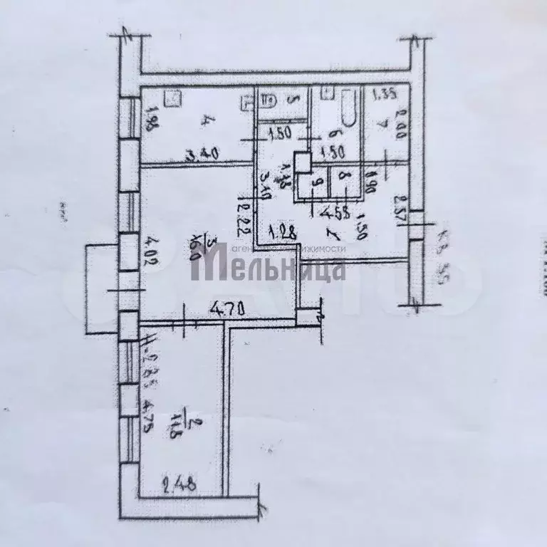 2-к. квартира, 54 м, 5/5 эт. - Фото 1