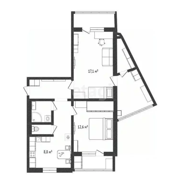 2-к кв. Белгородская область, Белгород Славянская ул., 7 (51.2 м) - Фото 1