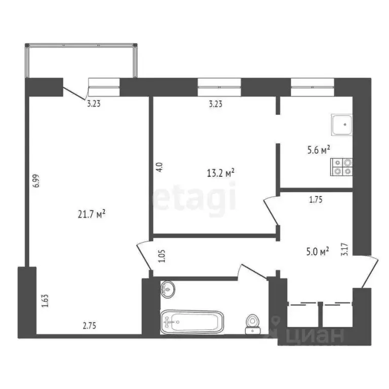 2-к кв. Москва Краснопрудная ул., 3-5С1 (68.0 м) - Фото 2
