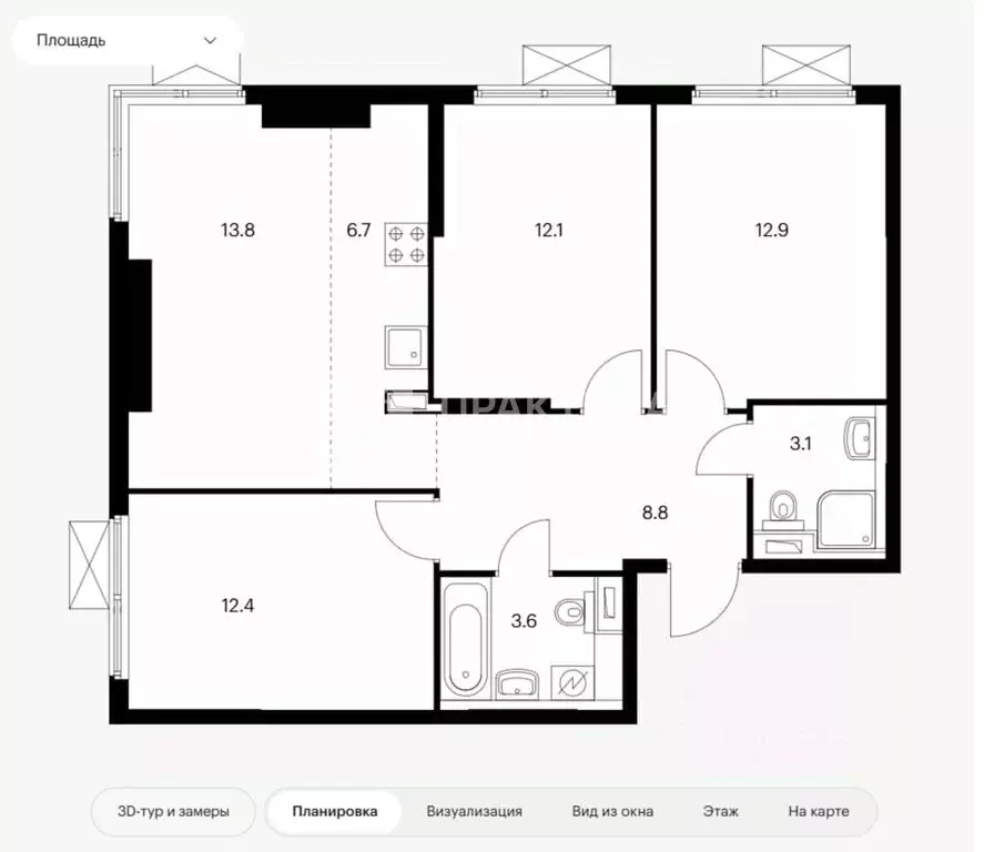 4-к кв. Москва Очаковское ш., 5к3 (73.0 м) - Фото 1