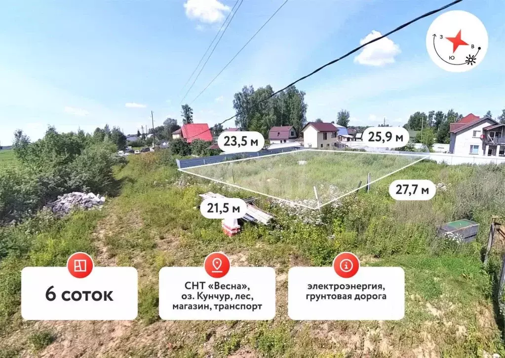 Участок в Тюменская область, Тюмень Собственников недвижимости Весна ... - Фото 1