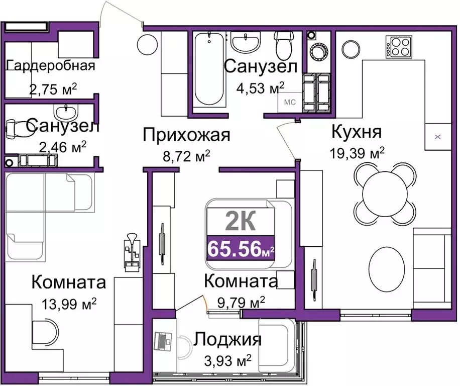 2-комнатная квартира: Симферополь, Центральный район (63.6 м) - Фото 0