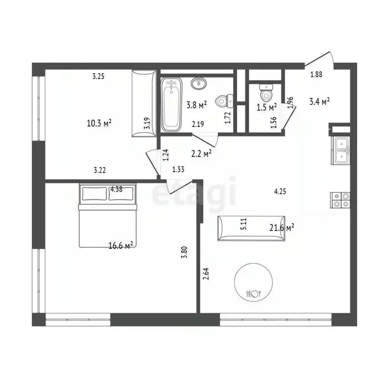 3-к кв. Москва Очаковское ш., 9А (60.0 м) - Фото 2