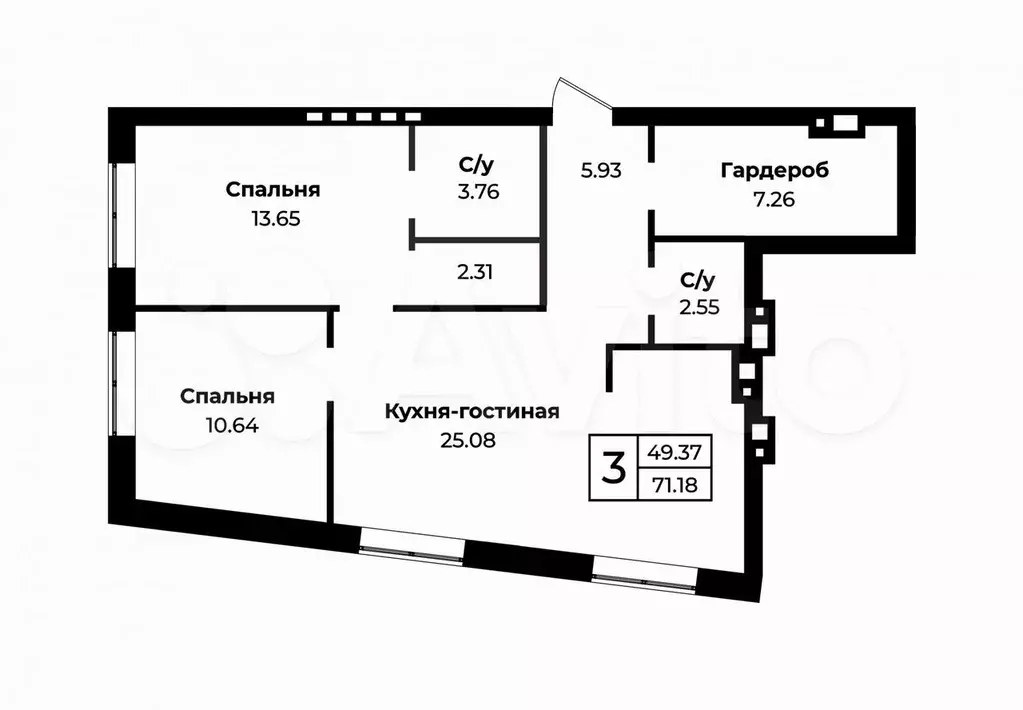 3-к. квартира, 72 м, 4/11 эт. - Фото 0