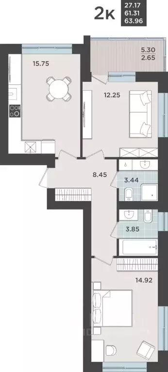 2-к кв. Калининградская область, Калининград Арсенальная ул., 31к4 ... - Фото 1