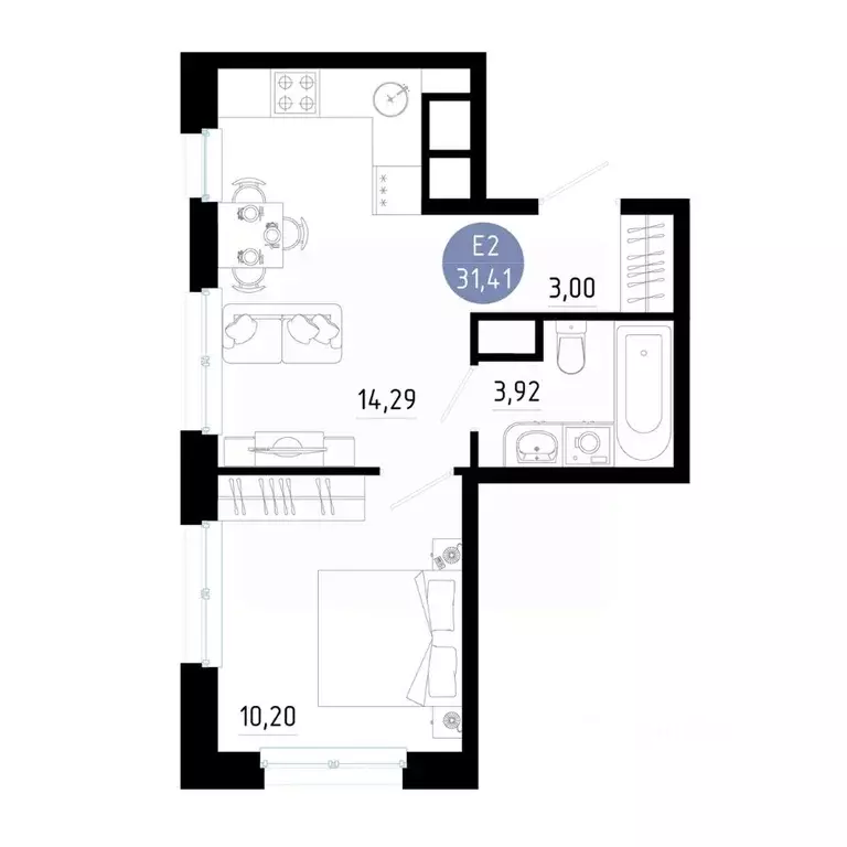 1-к кв. Рязанская область, Рязань 9-10-й кв-л,  (31.41 м) - Фото 0
