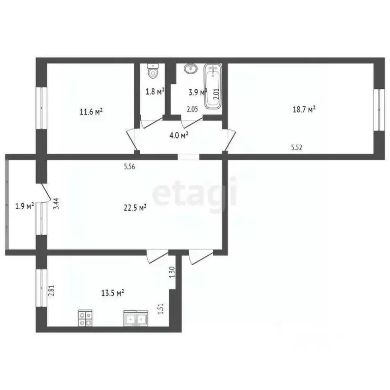 3-к кв. Калининградская область, Гурьевский муниципальный округ, пос. ... - Фото 2