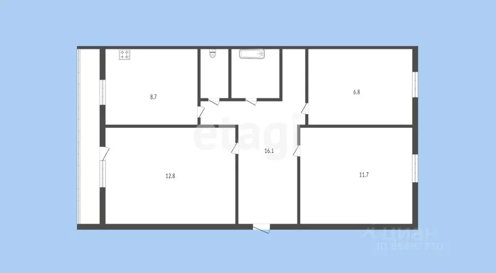 3-к кв. Карачаево-Черкесия, Черкесск пл. Кирова, 13А (61.9 м) - Фото 1