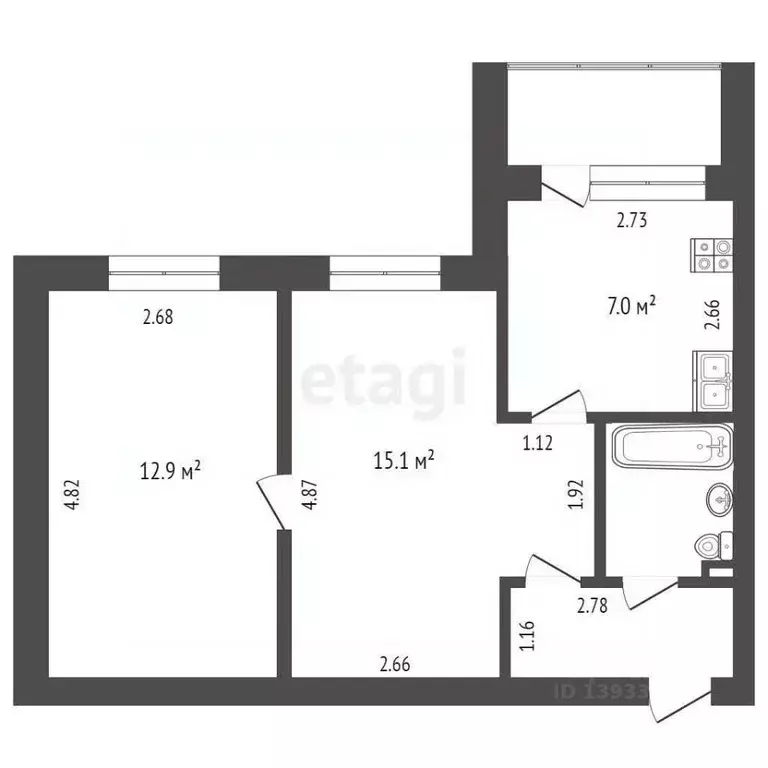 2-к кв. Тюменская область, Тюмень Волгоградская ул., 67 (41.8 м) - Фото 2