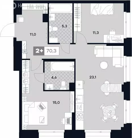 2-комнатная квартира: Москва, Лодочная улица, 27к2 (70.7 м) - Фото 0