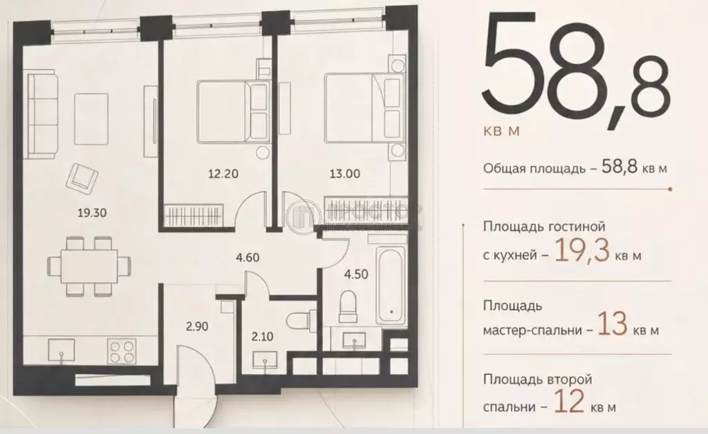 2-к кв. Москва Новоданиловская наб., 8к1 (58.8 м) - Фото 2