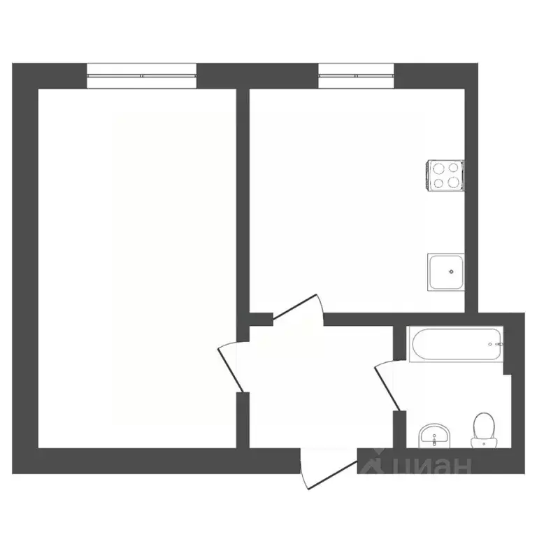1-к кв. Тюменская область, Тюмень ул. Республики, 246 (35.0 м) - Фото 2