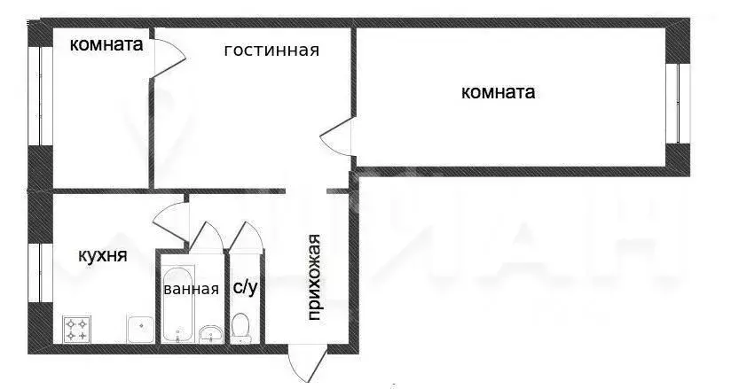 2-к кв. Мурманская область, Мурманск ул. Полярные Зори, 25к1 (48.0 м) - Фото 2